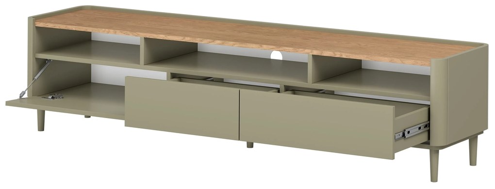 Elivo TV állvány 200 cm fém lábakon - eukaliptusz / baltic dune tölgy