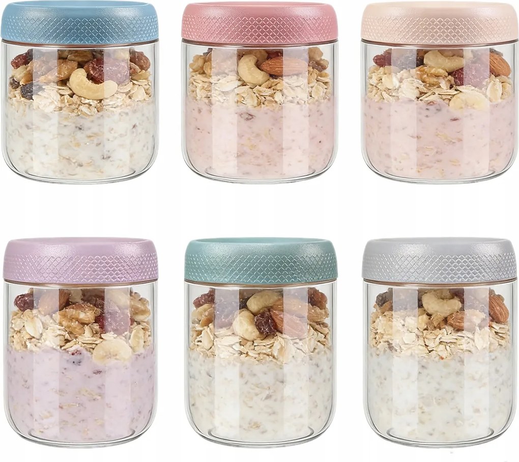 Üveg Befőttesüvegek Zabkása Granola Joghurt Átlátszó Szett x6