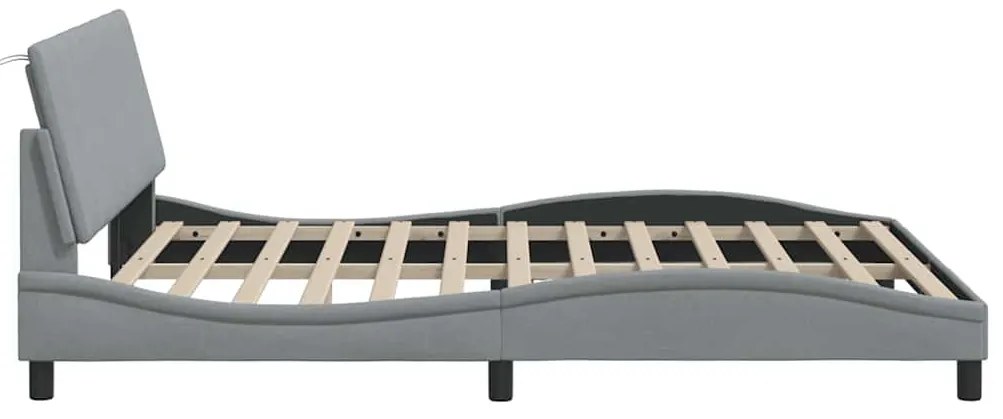 világosszürke szövet ágykeret matrac nélkül Hanko 160 x 200 cm