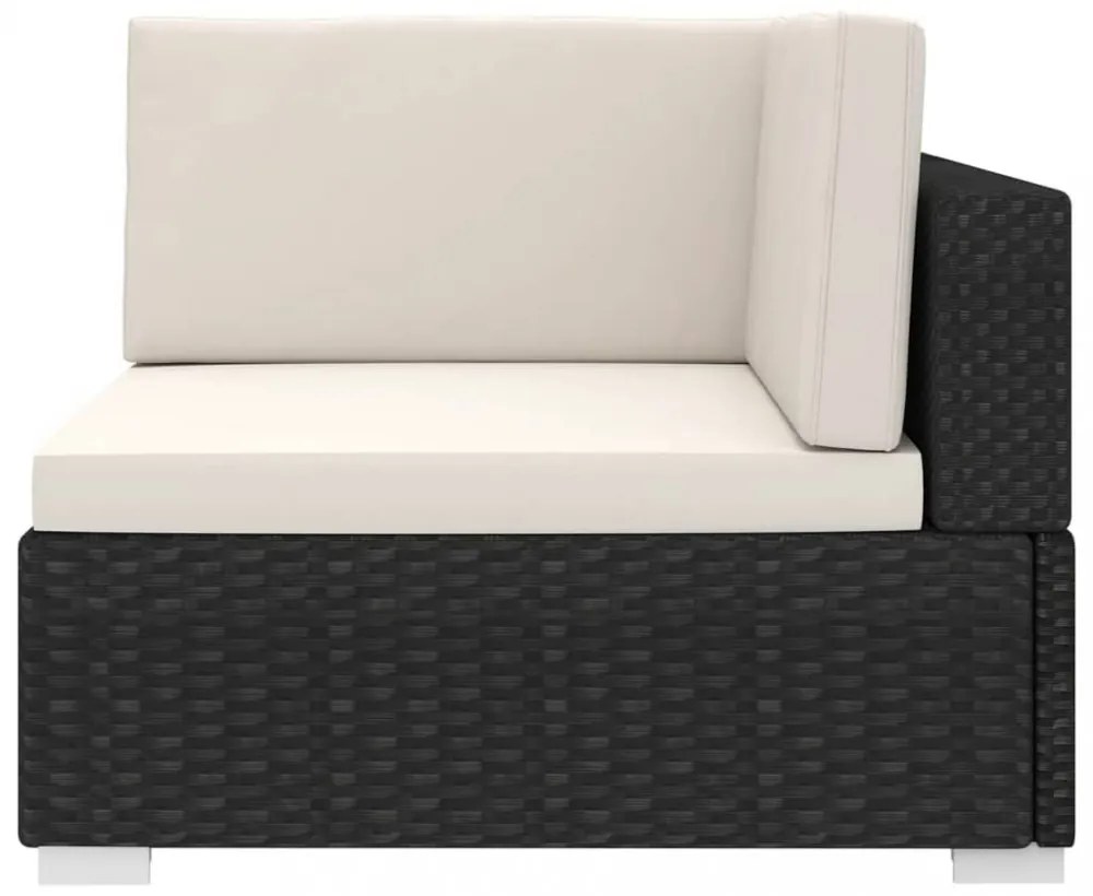 vidaXL 1 db fekete polyrattan moduláris sarokfotel párnákkal