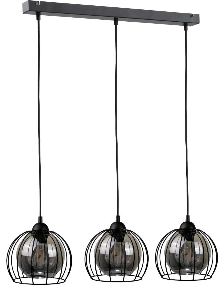 Csillár zsinóron SOLO BLACK 3xE27/60W/230V