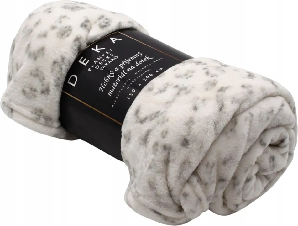 Home Elements Mikroflanel takaró 150 x 200 cm, fehér nyomattal