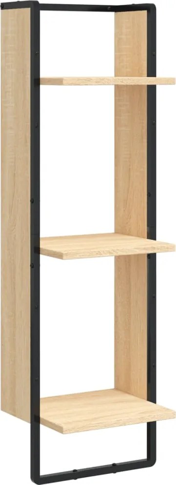 vidaXL 3 szintes sonoma tölgy színű szerelt fa fali polc 30x25x100 cm