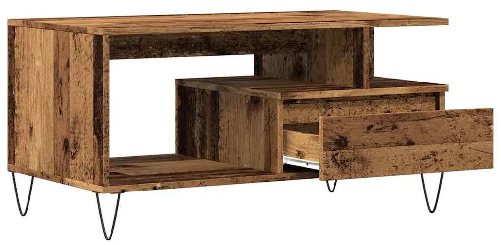 antik fa színű szerelt fa dohányzóasztal 90 x 49 x 45 cm