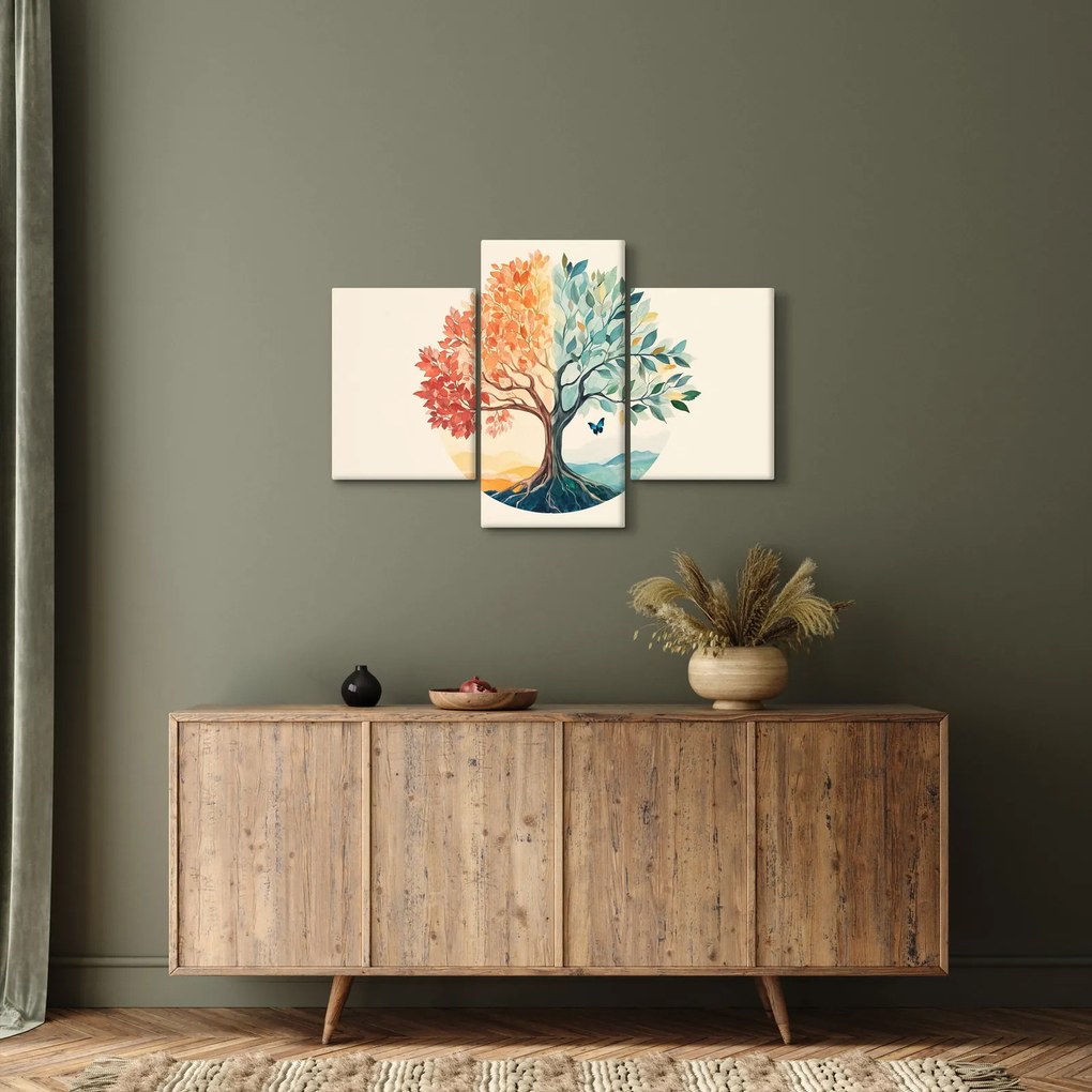 Kép – Duális fa pillangóval (90x60 cm)