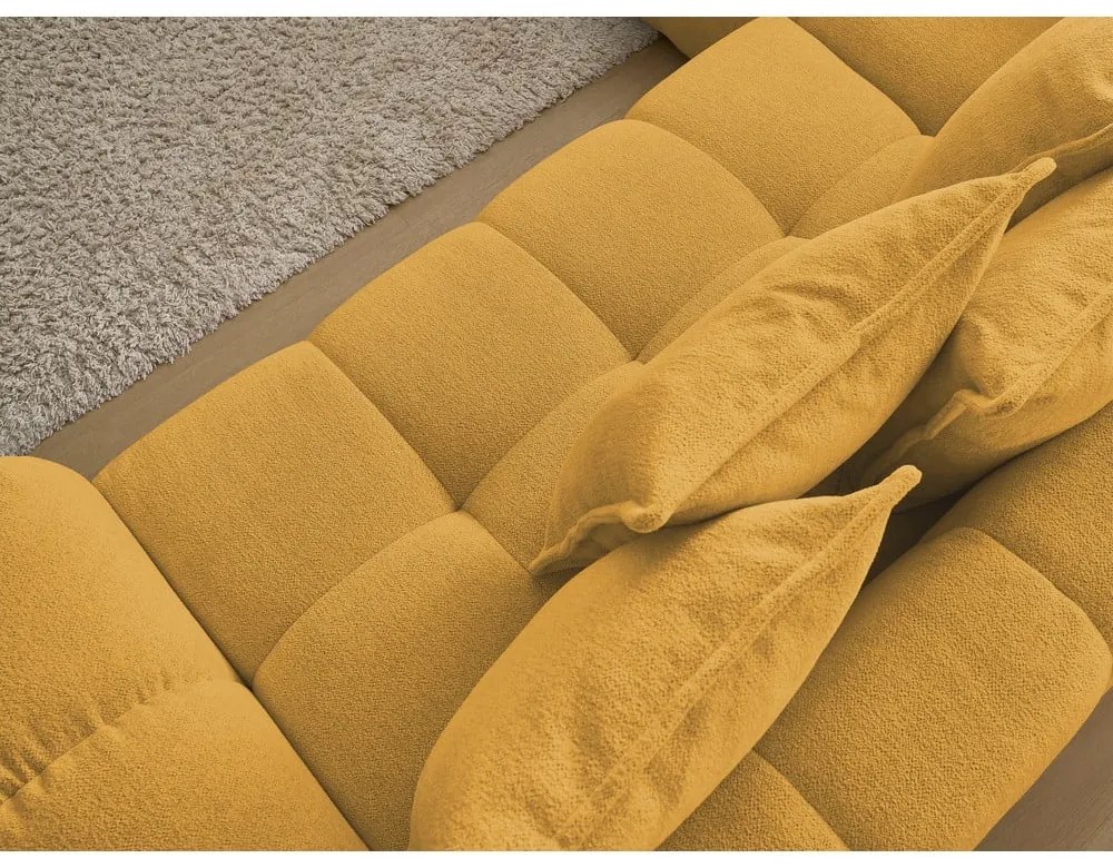 Mustársárga zsenília kinyitható-tárolóhelyes sarokkanapé (bal oldali-L alakú) Everest – Bobochic Paris