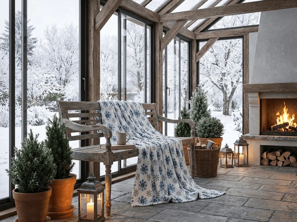 Mikroplüss takaró ICY FLAKES, fehér Méret: 200 x 220 cm