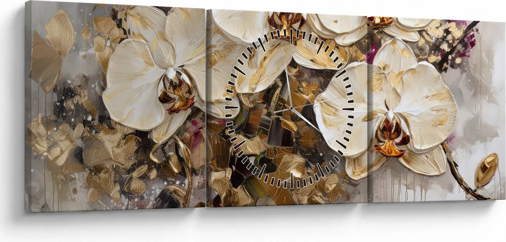 Kép - Orchideák (órával) (90x30 cm)
