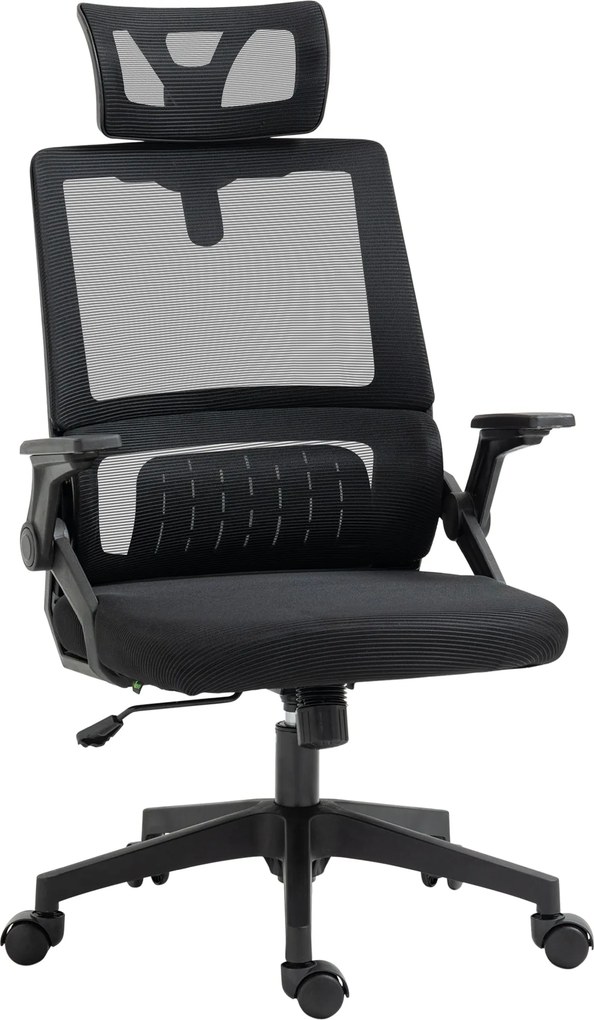 Vinsetto Ergonomikus Irodai Szék, Állítható Fejtámlás Íróasztali Szék Magasságban Állítható Karfa, Dőlésszög Funkció, Deréktámasz, Háló, Fekete | Aoso