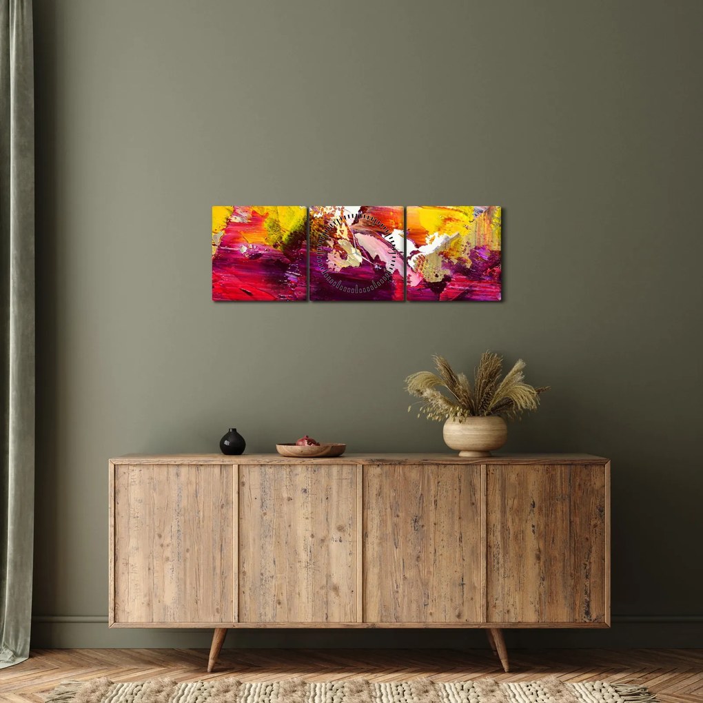 Absztrakció kép - festmény (órával) (90x30 cm)