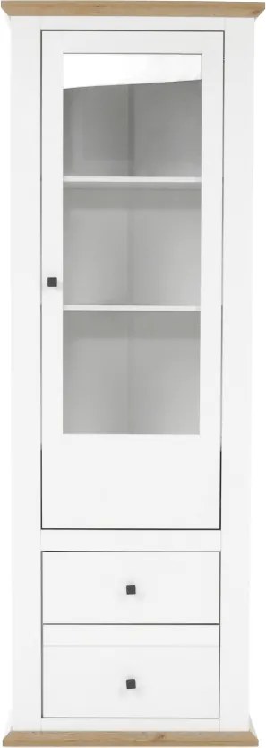 Vitrin MZ4, fehér/grand tölgy, LEON