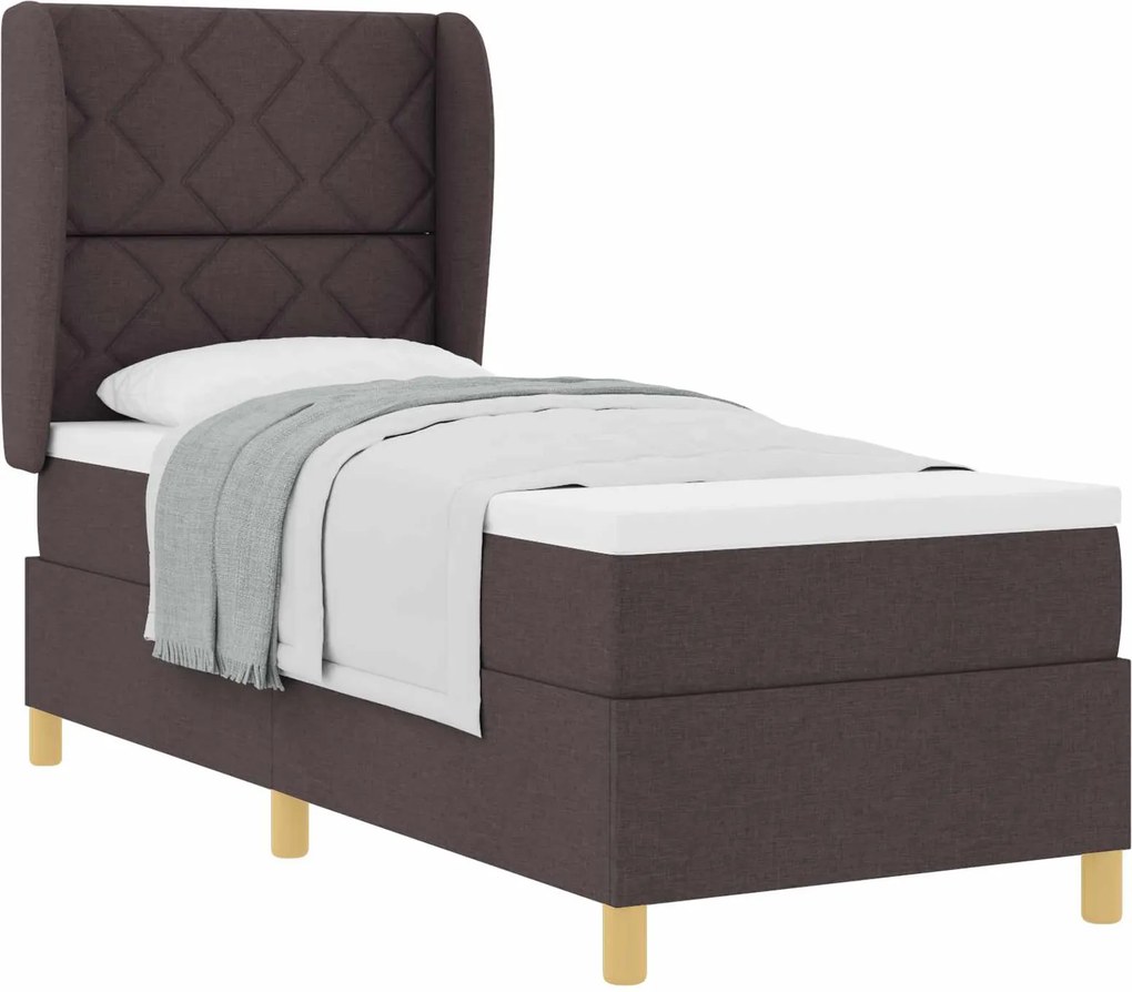 vidaXL Boxspring ágy matraccal Sötétszürke 90x190 cm Szövet sötétbarna