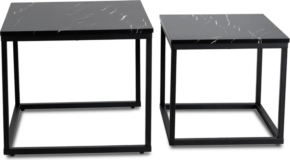 Dohányzóasztal szett fekete márvány hatású felülettel JUNO