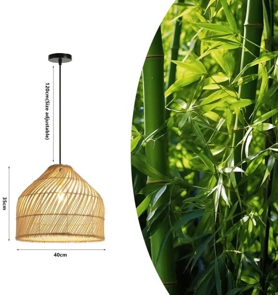 Immax 08264L - Csillár zsinóron PELO 1xE27/40W/230V átm. 40 cm rattan