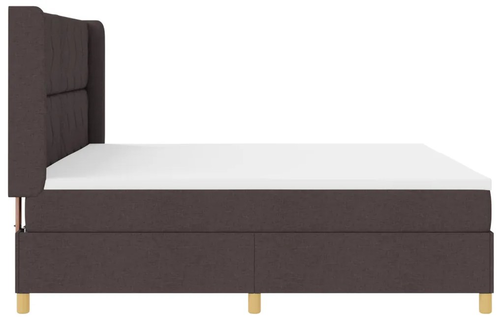 Boxspring Ágy Matrac & LED Sötétbarna 200x200 cm Szövet