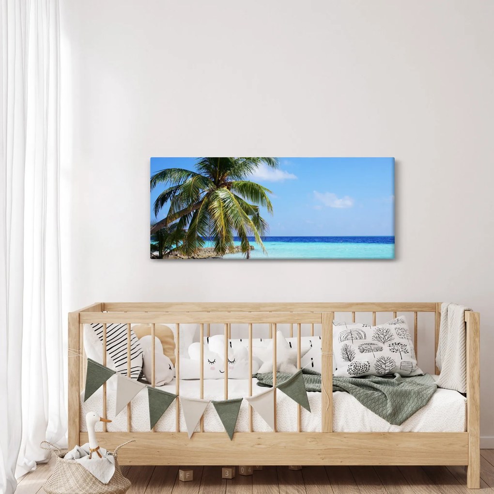 Pálmafák a strandon képe (120x50 cm)