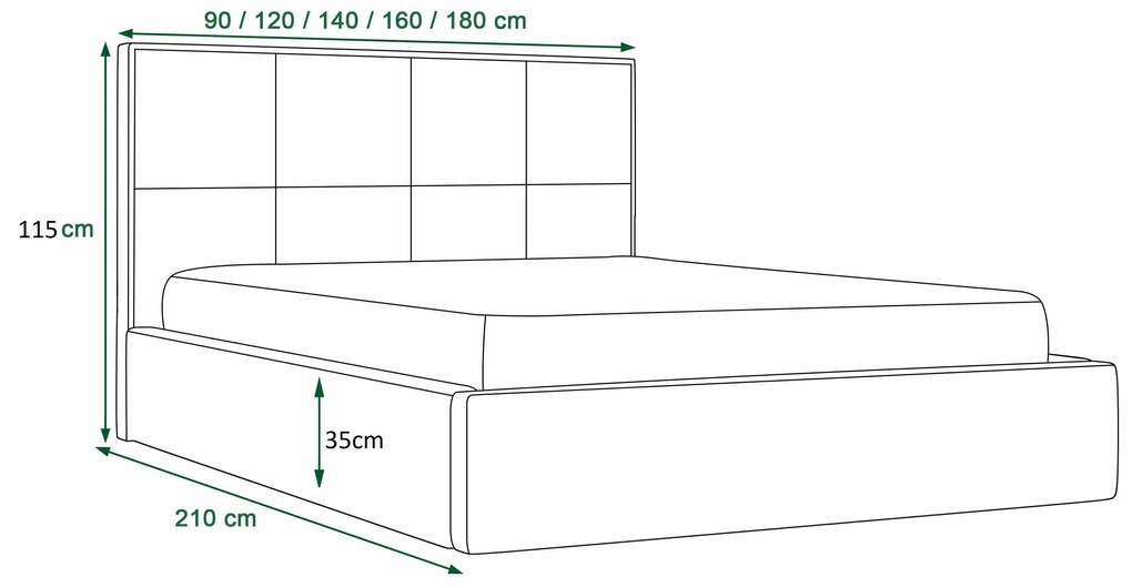 Franciaágy 140 cm Hermila (barna) (ágyráccsal és tárolóhellyel). 1046950