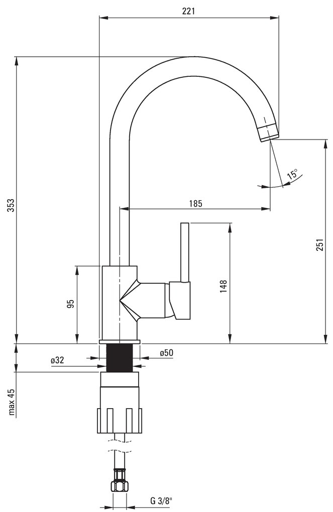 Deante Milin U-karos mosogató csaptelep, fehér, BEU_W62M