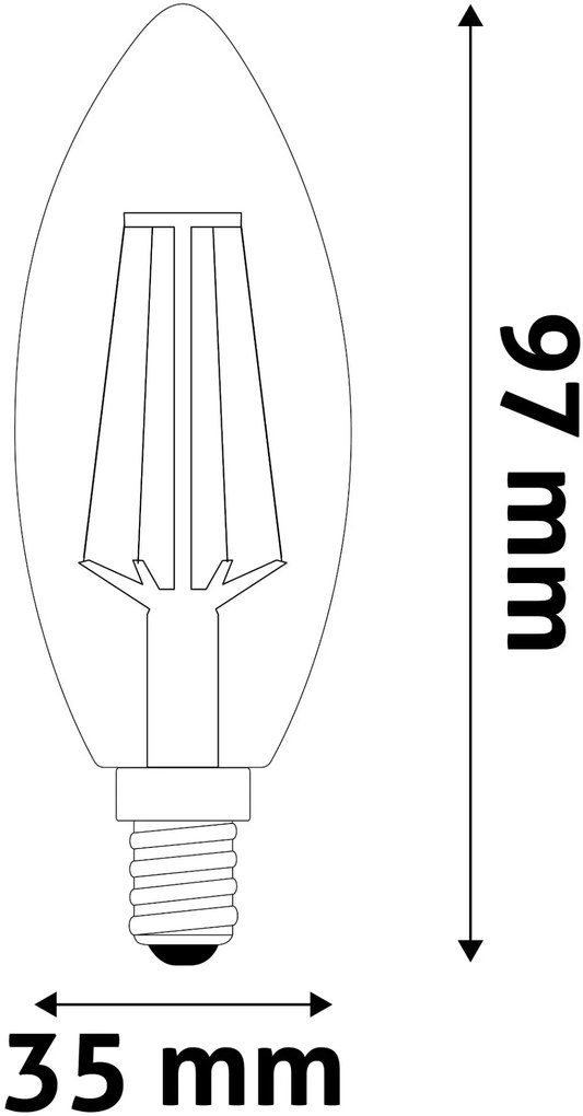 Avide LED White Filament Candle 6.5W E14 WW 2700K