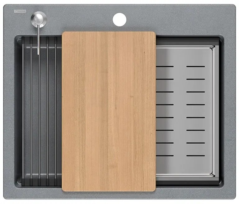 gránit mosogató KURT 110 WORKSTATION Grey Metallic