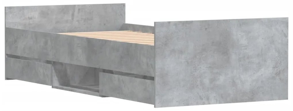 betonszürke ágykeret fej- és lábtámlával 100 x 200 cm