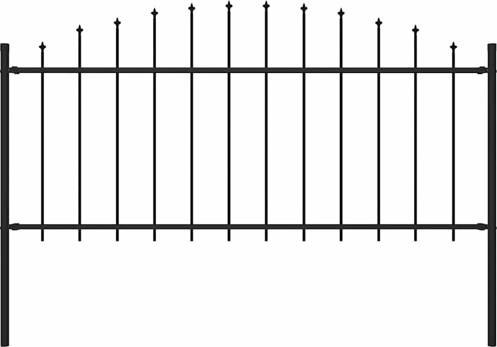 vidaXL fekete lándzsahegy tetejű acélkerítés (0,5-0,75) x 1,7 m