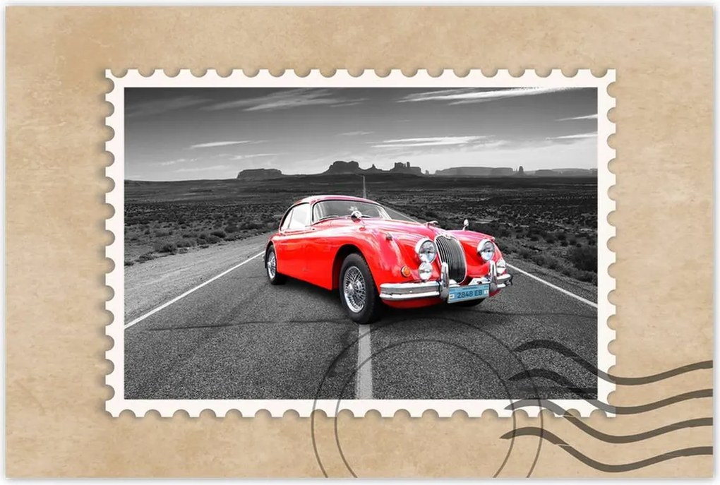 Poszterek 60x40 Piros autó autópálya