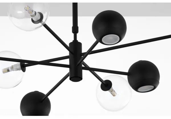 Jupiter 1996 - Csillár rúdon MOKA 4xGU10/10W/230V + 4xG9/10W/230V fekete/átlátszó