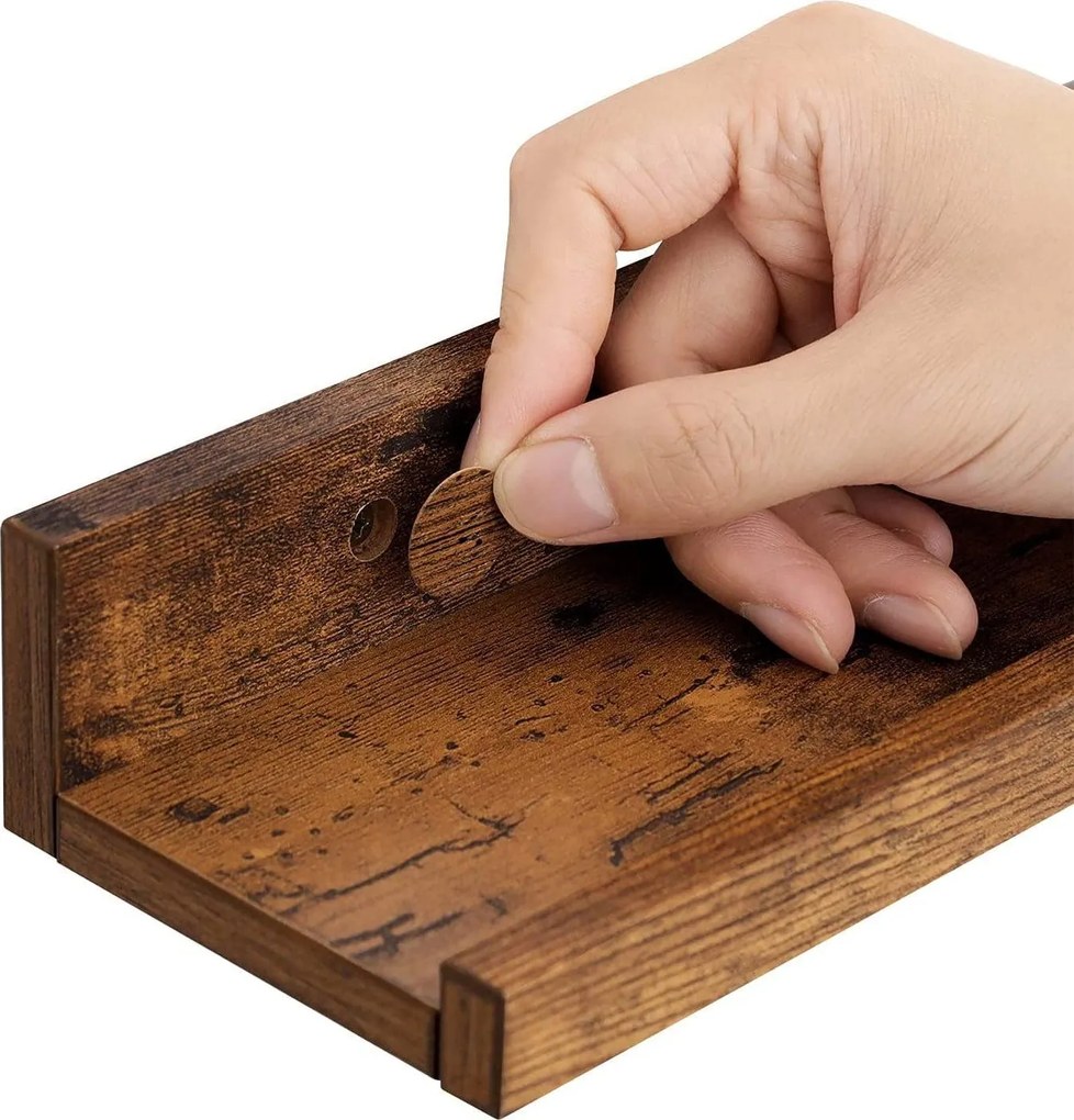 Falipolcok 3 db lebegő polc készlet, hossza 38 cm, rusztikus barna