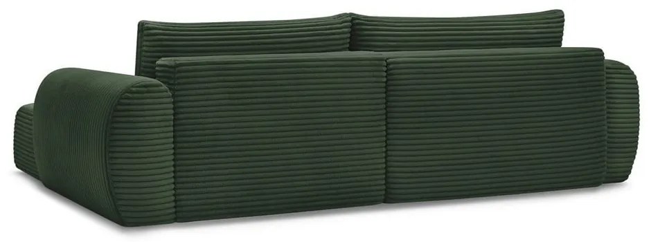 Sötétzöld kordbársony kinyitható sarokkanapé (jobb oldali) Lucien – Bobochic Paris
