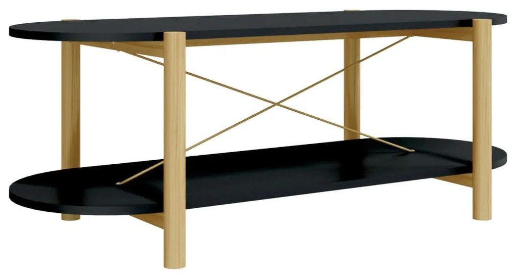 Fekete szerelt fa dohányzóasztal 110x48x40 cm