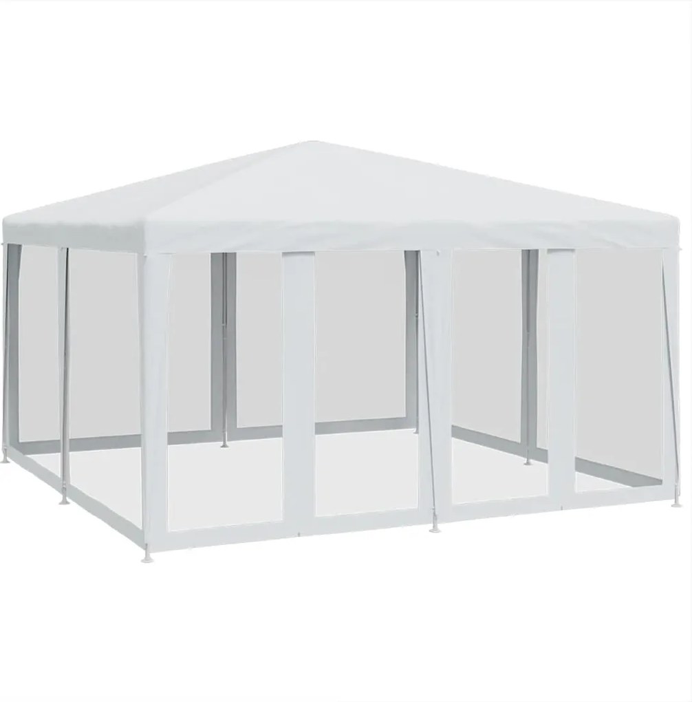 vidaXL fehér HDPE rendezvénysátor 8 hálós oldalfallal 4 x 4 m