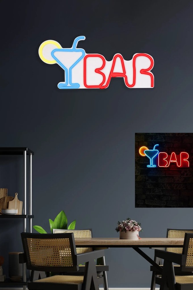 Műanyag LED-es fali dekoráció, Bar - Multicolor