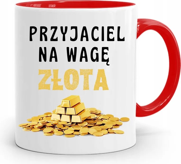 Piros Baráti Bögre Arany Mérleggel, fényképes nyomattal