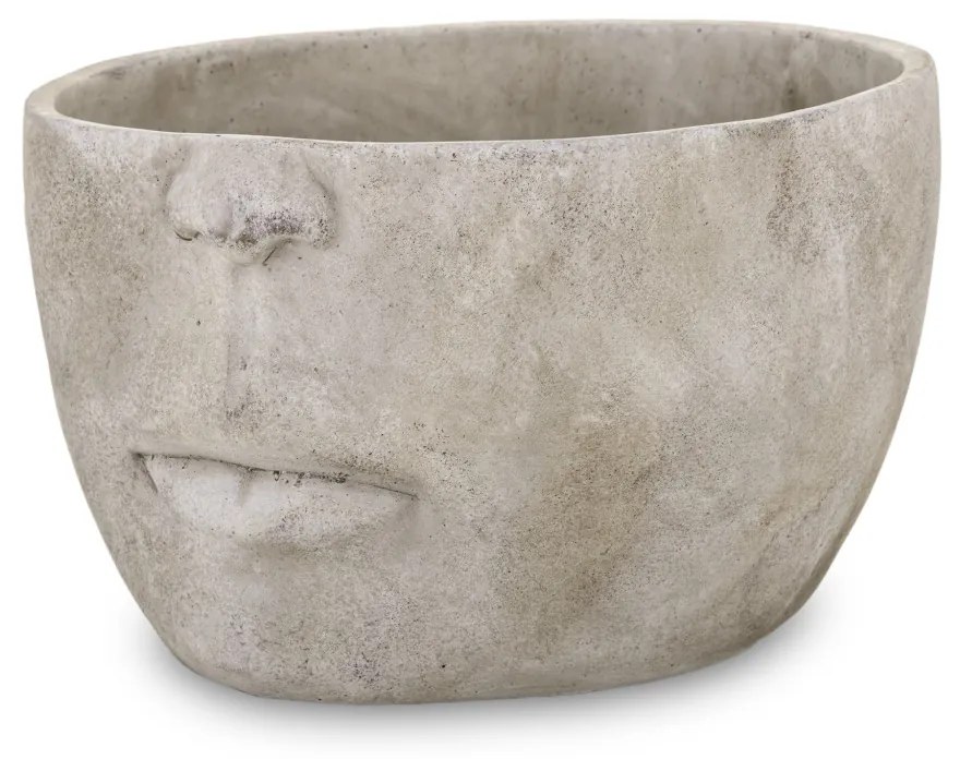 Cyrus design görög stílusú emberi arcot ábrázoló cement virágtartó kaspó szürke 17,5x28x30cm