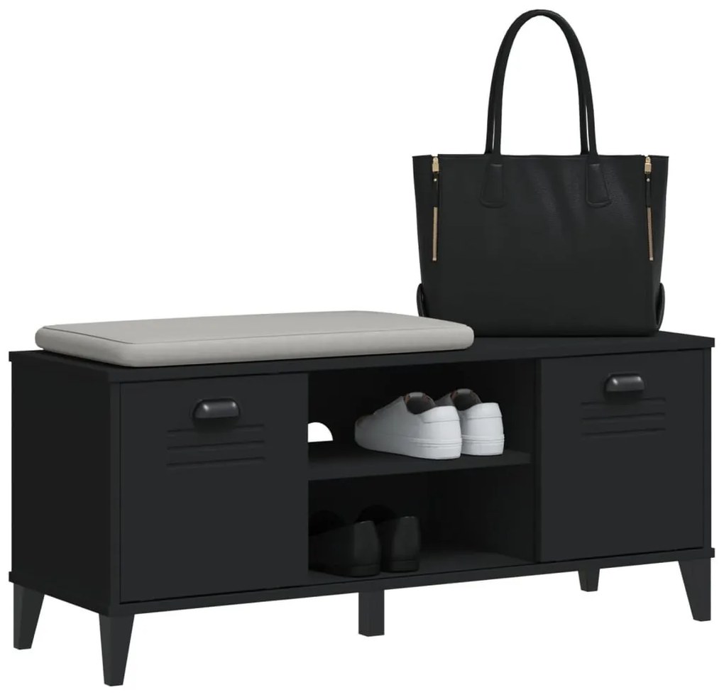 VIKEN fekete szerelt fa cipőtároló pad 106 x 35 x 45 cm