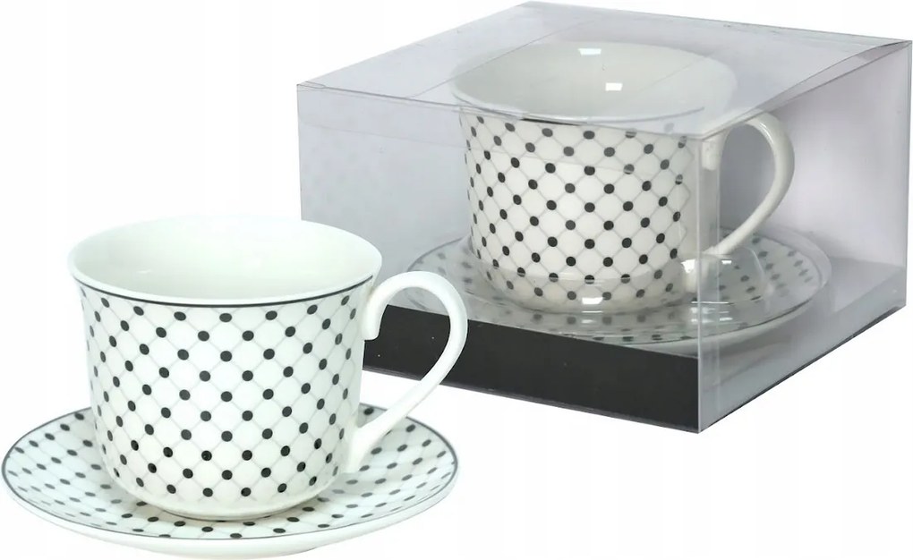 Csésze csészealj Livello klasszikus mintával díszített elegáns 400ml ajándék