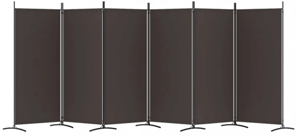 6 paneles barna szövet paraván 520x180 cm