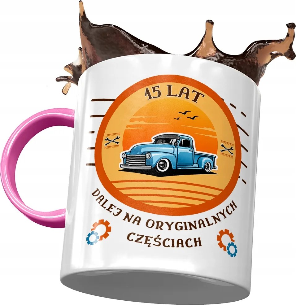 Rózsaszín Bögre Születésnapra 15 15. 15. Ajándék Nyomtatott Fotóval