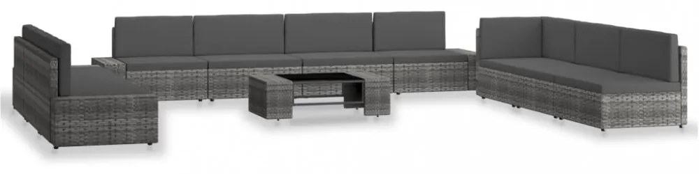 10 részes szürke polyrattan kerti ülőgarnitúra
