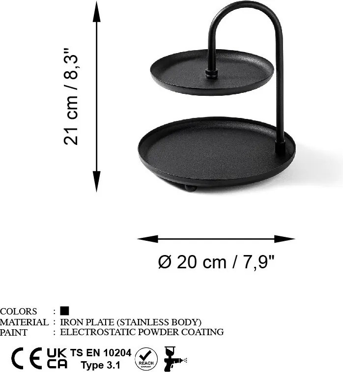 Kormen dísztárgy, fekete, Ø20 cm