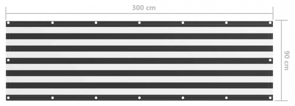 antracitszürke-fehér oxford-szövet erkélyparaván 90 x 300 cm