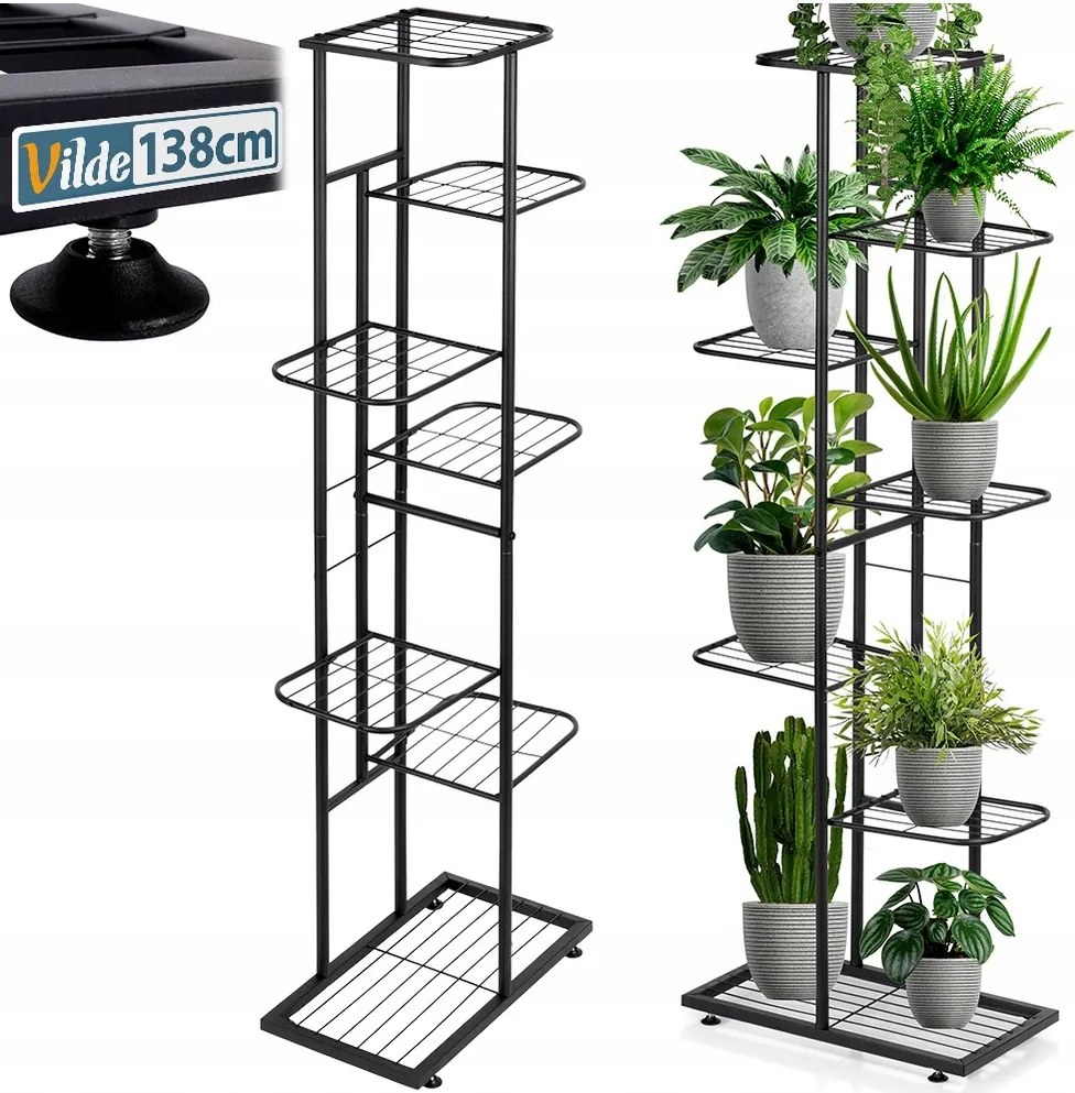 Virágágyás Fém 7 szintes emeletes virágtartó állvány növények virágok