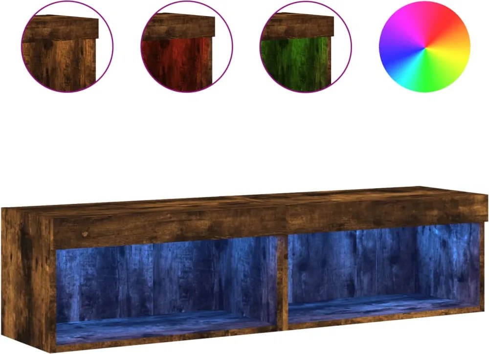 vidaXL 2 db füstös tölgy színű TV-szekrény LED-ekkel 60 x 30 x 30 cm