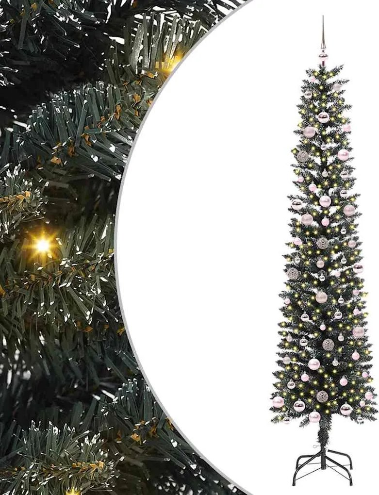 vidaXL Mű karácsonyfa 300 LED-del Zöld 240 cm PVC és Műanyag és Acél