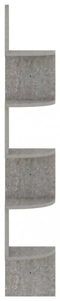 betonszürke szerelt fa fali sarokpolc 19 x 19 x 123 cm
