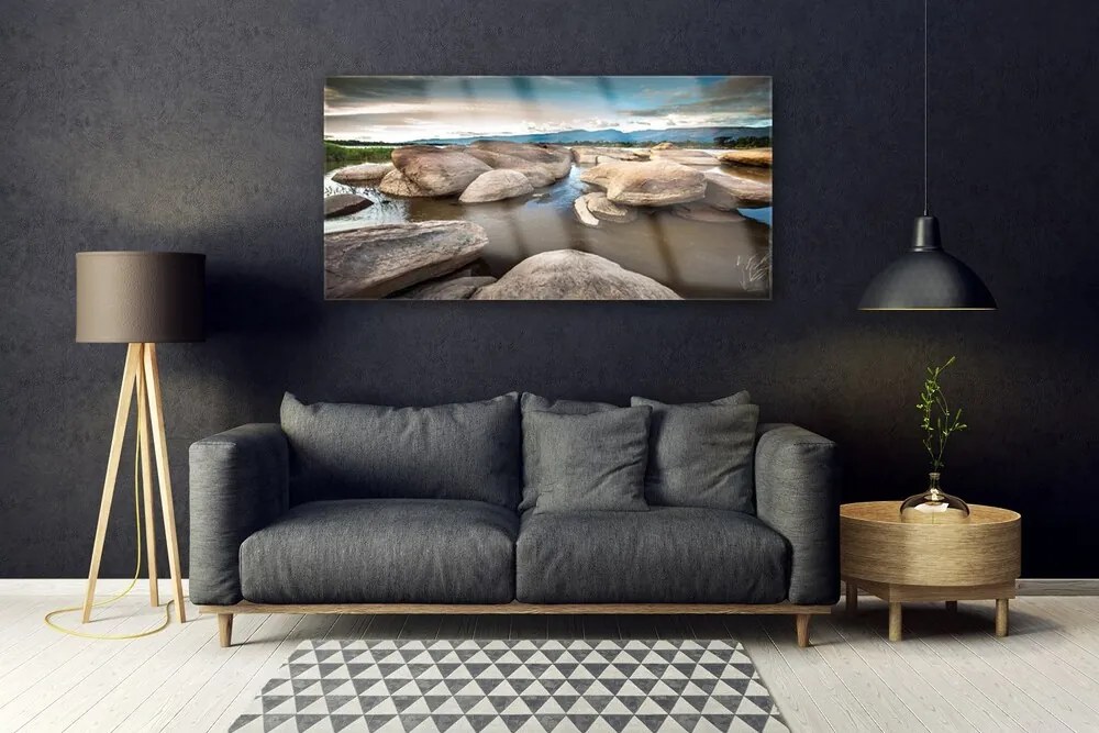 Üvegkép falra szikla táj 100x50 cm
