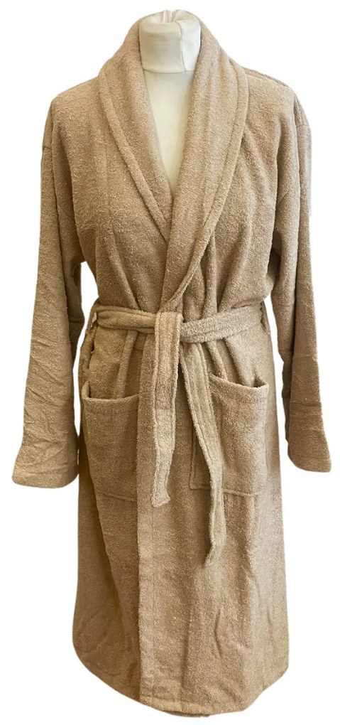 Frottír deluxe unisex fürdőköpeny Bézs TiaHome - S/M