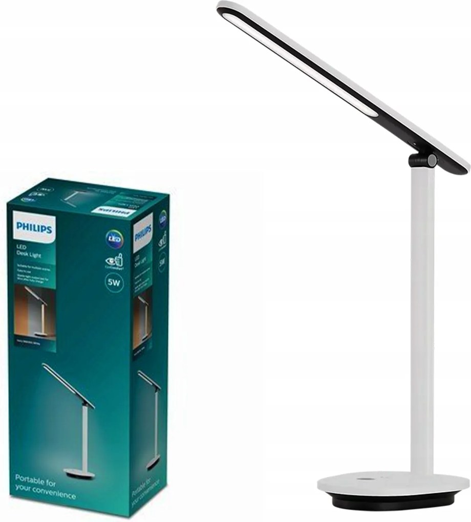 Iskolai Éjjeli Led Asztali Lámpa 5W Cct Tompítható Usb Fehér Philips