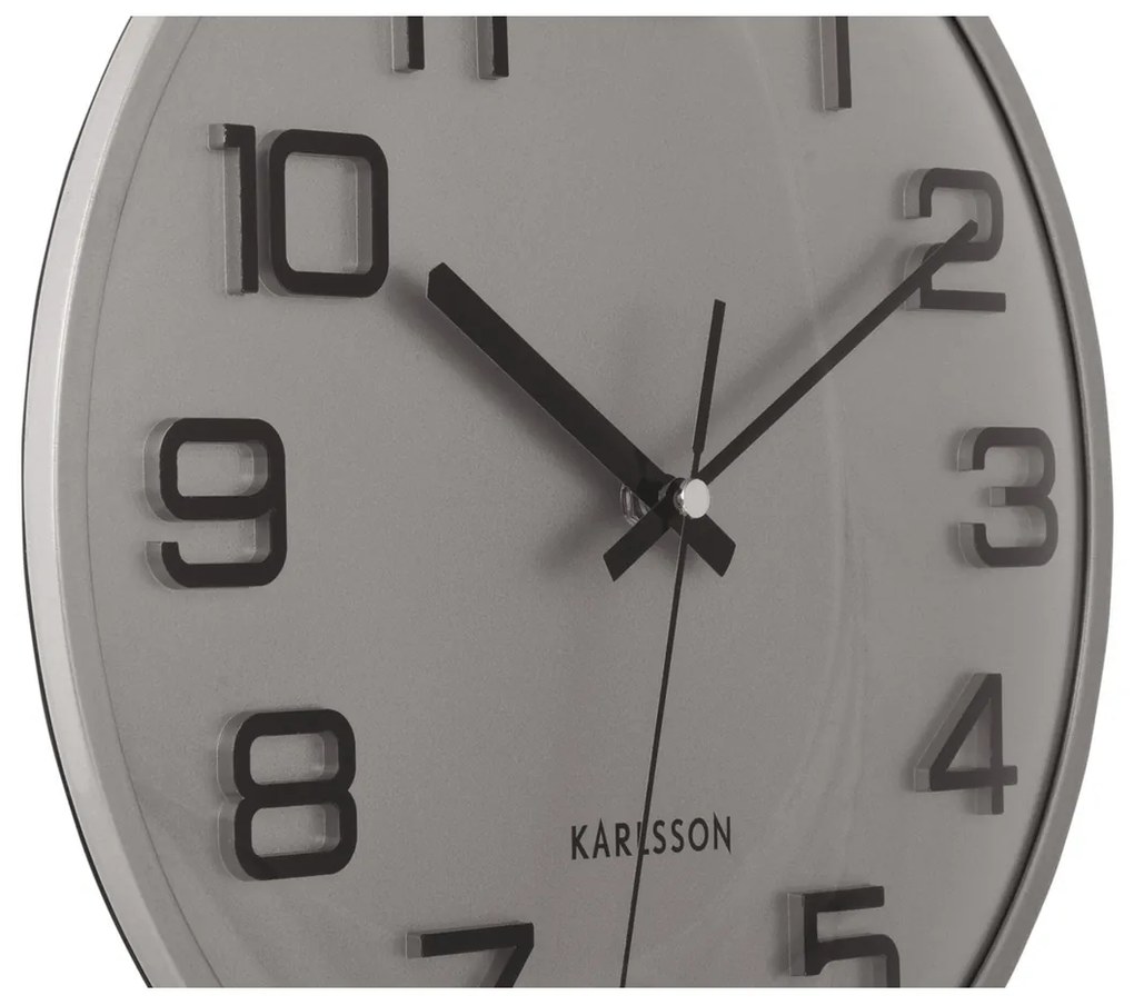 Karlsson 6022SI design falióra, ezüst, átmérő 30 cm